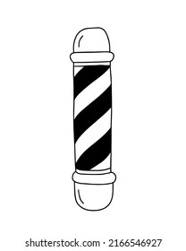 Doodle hand drawn barber pole sign. Vector barbershop sign illustration