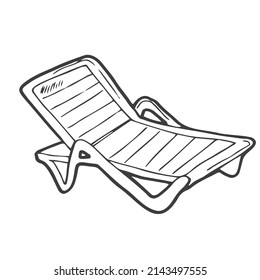 Doodle Hand Drawn Beach Chair. Deck Chair Sketch In Vector
