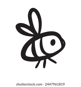 Doodle Hand gezeichnete Biene. Cartoon-Umrisslinienstil. Vektorillustration