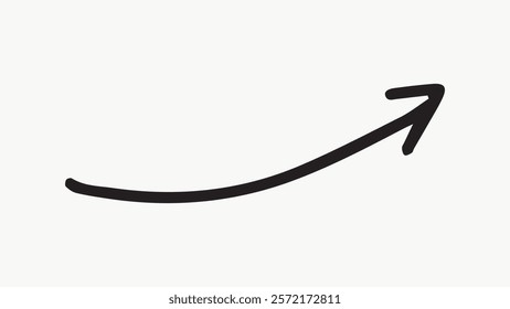 Doodle hand drawn black curved arrow vector illustration, Black and white Curved arrow collage element vector, Doodle hand drawn Curved arrow vector element.