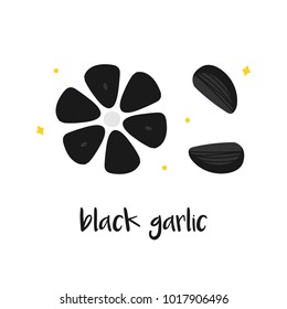 Doodle, ajo negro dibujado a mano, supercomida de moda aislada de fondo blanco.

