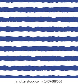 Doodle hand drawn blue and white waves, abstract sea sketch. Seamless pattern for textiles, marine print. Vector flat illustration