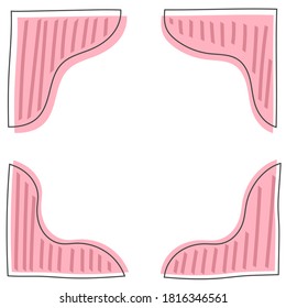 Doodle hand drawn border pink elements for text. For web, decor and design