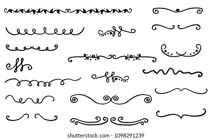 Doodle hand drawn borders set, vintage dividers, frames decor collection