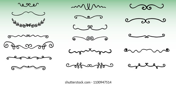 Doodle hand drawn borders set, vintage dividers, frames decor collection