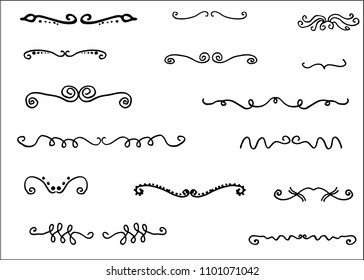 Doodle hand drawn borders set, vintage dividers, frames decor collection