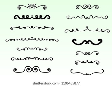 Doodle hand drawn borders set, vintage dividers, frames decor collection swirls