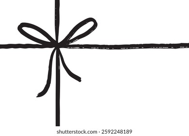 Doodle hand drawn bow line icon. Painted grunge texture package decoration for gift box, wedding decor. Vector illustration