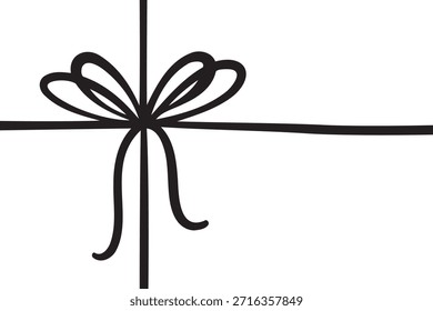 Doodle dibujado a mano icono de línea de arco. Decoración pintada del paquete de la textura del grunge para la caja de regalo, decoración de la boda. Ilustración vectorial
