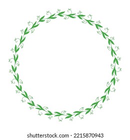 Doodle hand drawn branch wreath frame vector illustration. For postcards, wedding invitations, greeting card, leaves decoration.