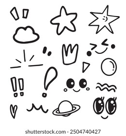 Doodle hand drawn cartoon with black line for element and illustration