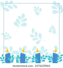 doodle hand drawn christmas frames with candles, twigs, borders for holiday invitation, greeting