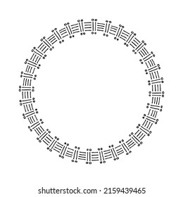 Doodle hand drawn circle frame isolated on white background. Vector illustration. Curly ornate swoosh border. Cute romantic curlicue scrawl style.