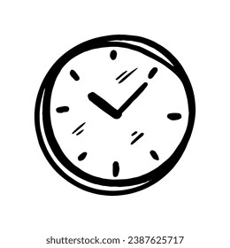 Doodle hand drawn clock, time. Timer. fast, speed, alarm, time management, icon symbol illustration vector