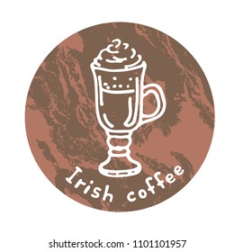 Doodle hand drawn coffee isolated on white background. Design element for cafe menu or coffee shop.