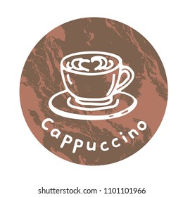 Doodle hand drawn coffee isolated on white background. Design element for cafe menu or coffee shop.