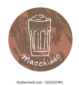 Doodle hand drawn coffee isolated on white background. Design element for cafe menu or coffee shop.