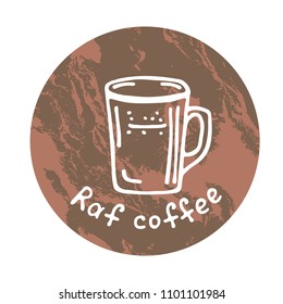 Doodle hand drawn coffee isolated on white background. Design element for cafe menu or coffee shop.