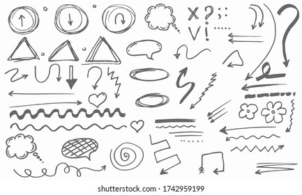 Doodle hand drawn collection of elements for design, isolated