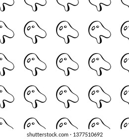 Doodle hand drawn color vector seamless pattern. Black and white abstract tooth shapes isolated on background. Unique abstract texture for invitations, cards, websites, wrapping paper, textile