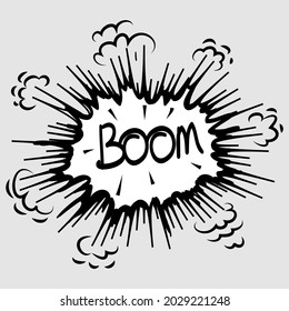 Doodle hand drawn of Comic Style Bubbles. with handwritten phrases boom. use for concept design. vector illustration