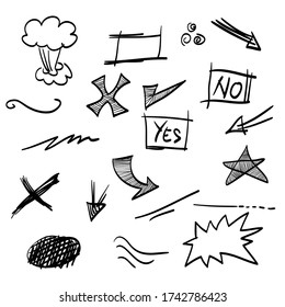 doodle hand drawn of design element. Infographic elements on isolation white background. vector illustration