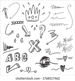 doodle hand drawn of design element. Infographic elements on isolation white background. vector illustration