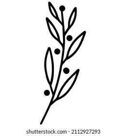 Doodle hand drawn floral elements. Tree branches and flowers.