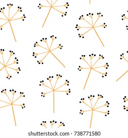 Doodle hand drawn flowers. Vector seamless minimalistic pattern. Endless pattern for wallpaper, pattern fills, web page background, surface textures. Hand drawn dandelion, botany 