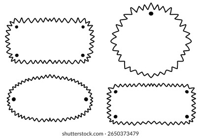 Doodle hand drawn frame set oval, square, rectangle. simple vector shape, cute glass frame, header, title place