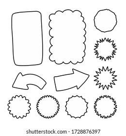 Doodle hand drawn frames and arrows