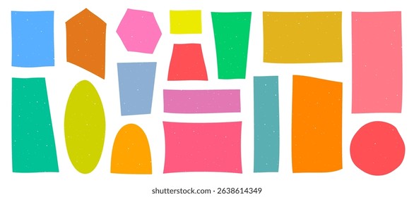 Doodle hand drawn frames with grain texture, colorful drawn squares with wavy rough edges, wavy irregular shapes rectangles circles, different boxes