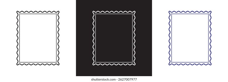 Doodle hand drawn frames in stamp style. Borders for wedding, greeting cards, menu, prints, picnic invitations cards etc. Vector illustration. isolated on white and black background. EPS 10 