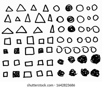 Doodle hand drawn geometry figures set, vector, isolated