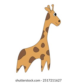 Doodle hand drawn Giraffe isolated white background. Flat style pastel color african Giraffe. Simple vector illustration can used fabric decor child t-shirt print. EPS 10