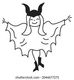 doodle hand drawn halloween clipart witch, kid, illustration vector EPS10