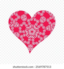 Doodle hand drawn heart drawing on white background