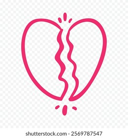 Doodle hand drawn heart drawing on white background