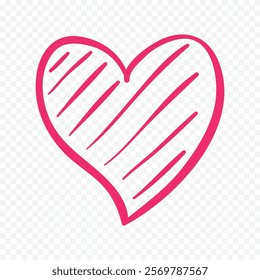 Doodle hand drawn heart drawing on white background