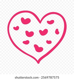 Doodle hand drawn heart drawing on white background