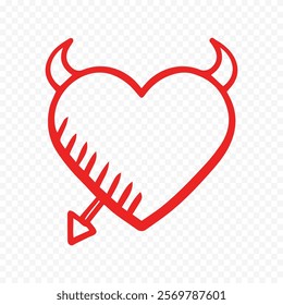 Doodle hand drawn heart drawing on white background