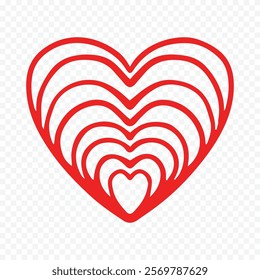 Doodle hand drawn heart drawing on white background
