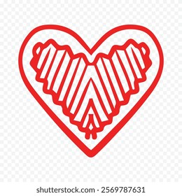 Doodle hand drawn heart drawing on white background