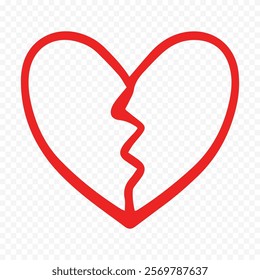 Doodle hand drawn heart drawing on white background