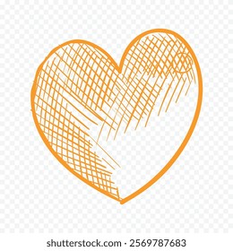 Doodle hand drawn heart drawing on white background