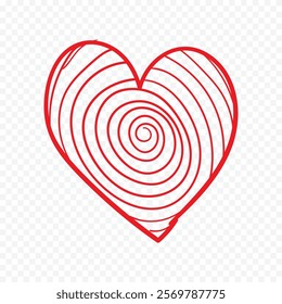 Doodle hand drawn heart drawing on white background