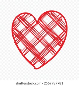 Doodle hand drawn heart drawing on white background
