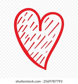 Doodle hand drawn heart drawing on white background