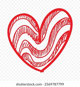 Doodle hand drawn heart drawing on white background