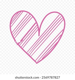 Doodle hand drawn heart drawing on white background